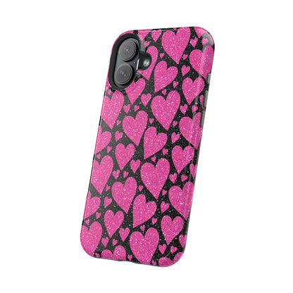 Glitter Hearts MagSafe iPhone Case