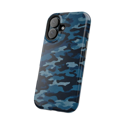 Dark Blue Camouflage – MagSafe iPhone Case with Modern Rugged Style