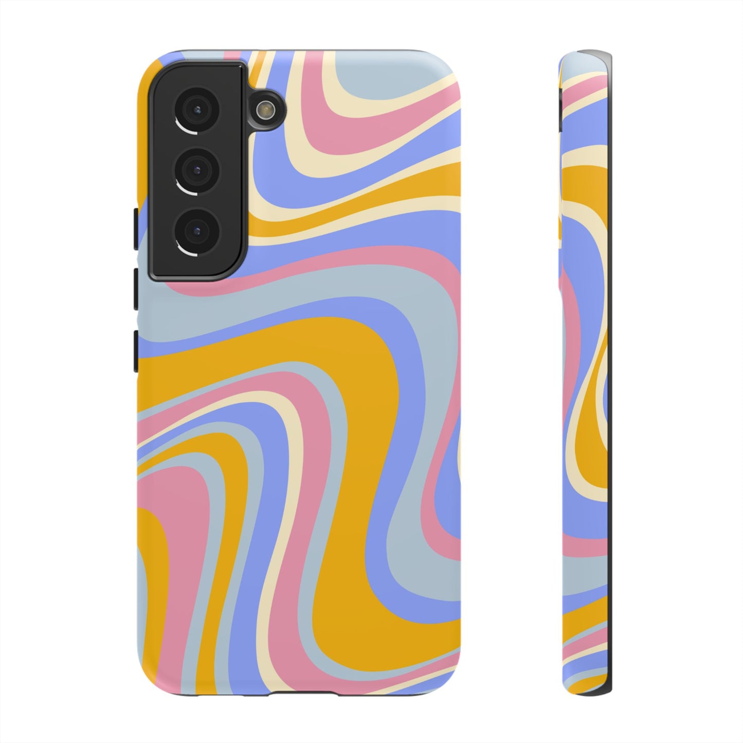 Groovy Pastel Waves Samsung Galaxy Case – 70s-Inspired Design with Dual-Layer Protection