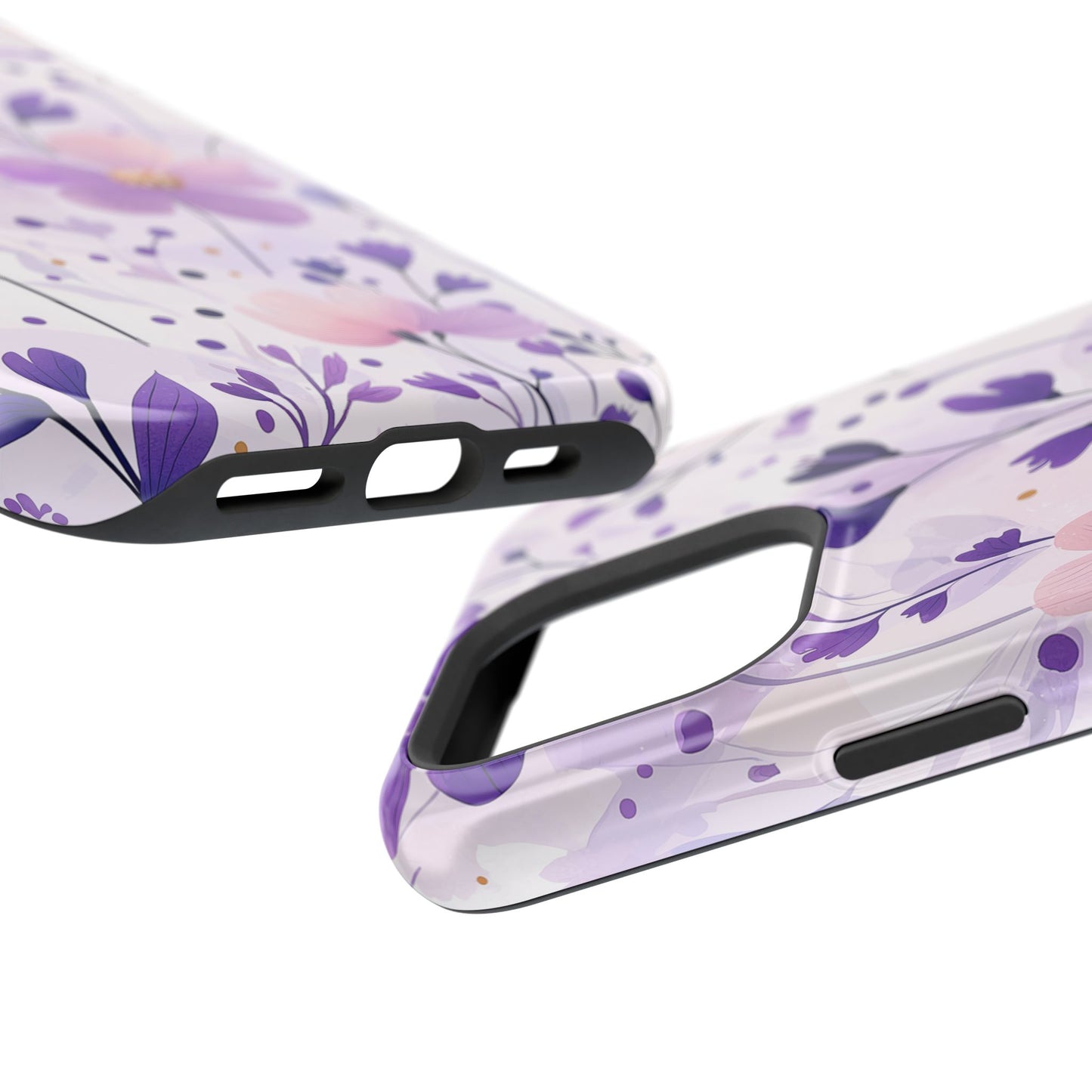 Purple Floral Bliss MagSafe iPhone Case – Delicate Blossom Design