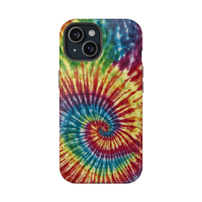 Vibrant Spiral Tie-Dye MagSafe Case – Retro Rainbow Design