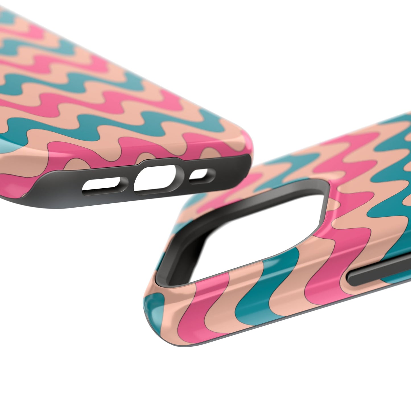 Retro Waves Pattern MagSafe iPhone Case – Shockproof Design with Dual-Layer Protection