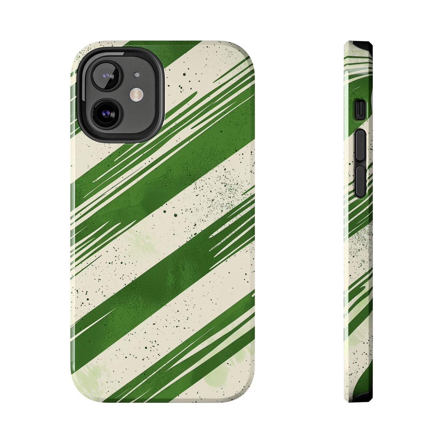 Green Stripes iPhone Case – Bold Diagonal Brushstroke Design - BOGO Cases