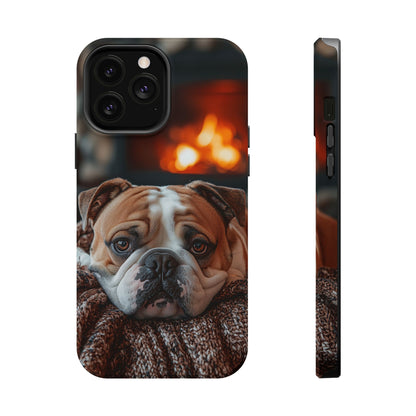 Cozy Bulldog MagSafe Case – Fireside-Inspired Protective Cover