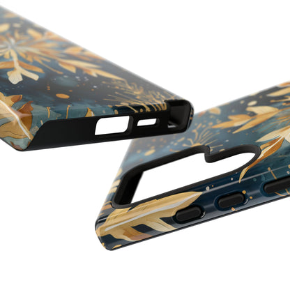 Gold Floral Snowflakes on Midnight Blue - Samsung Galaxy Series Case