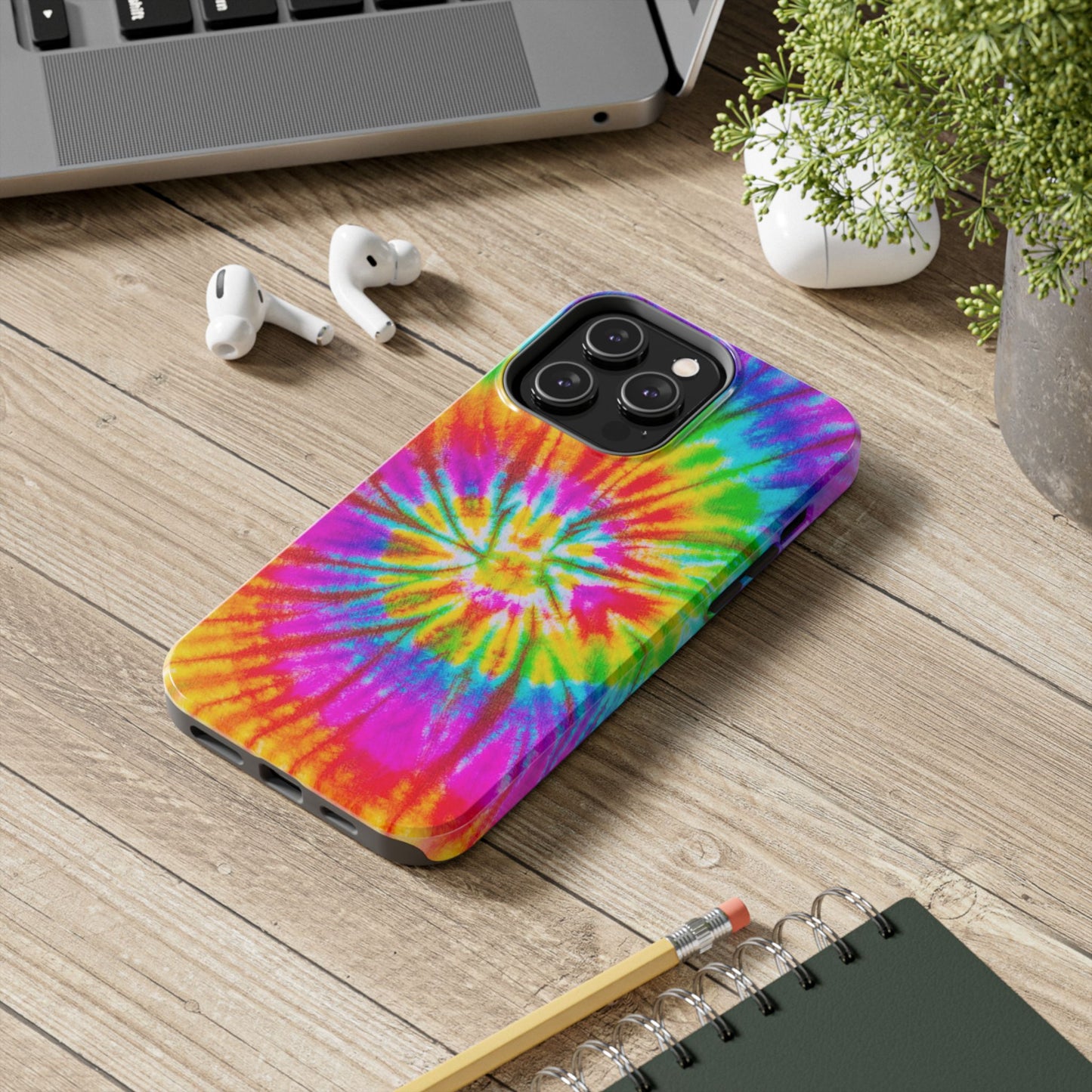 Rainbow Spiral Tie-Dye iPhone Case – Bright & Retro Design