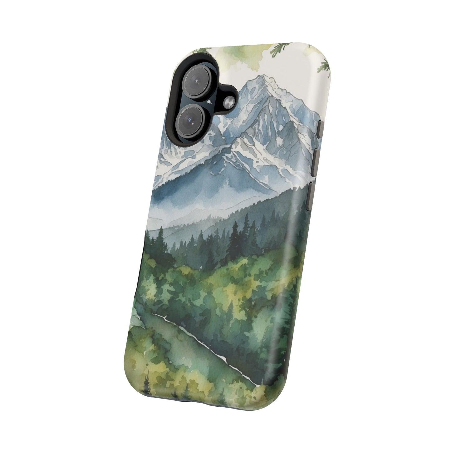 Watercolor Alpine Mountainscape - MagSafe iPhone Case