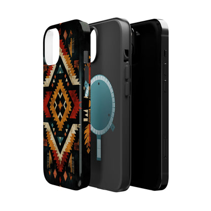 Southwestern Tribal Diamond Tough MagSafe iPhone Case – Bold Geometric Pattern, Dual-Layer Protection