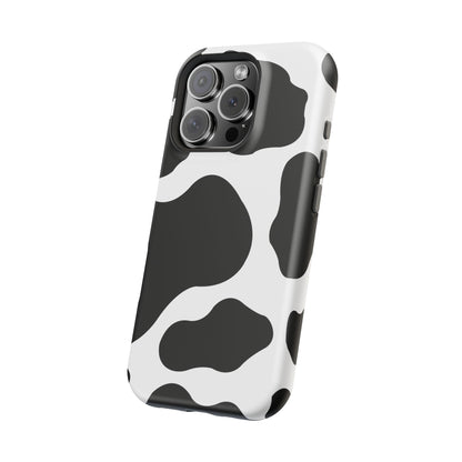 Chic Cow Print Tough Magsafe iPhone Case – Trendy Monochrome Animal Pattern with Dual-Layer Protection