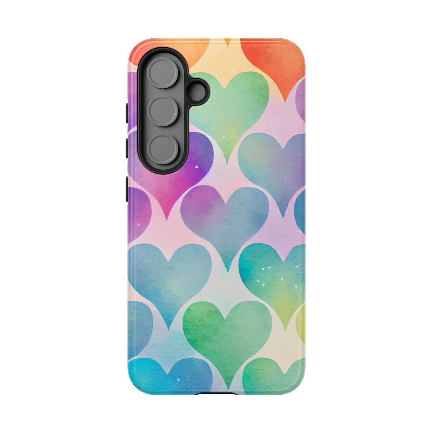 Rainbow Hearts Watercolor Samsung Galaxy Case – Slim Design, Glossy Finish