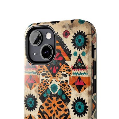 Bohemian Leopard & Tribal Floral Tough iPhone Case – Vibrant Eclectic Design, Dual - Layer Protection - BOGO Cases