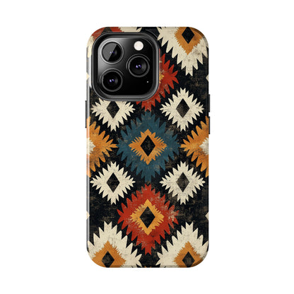 Rustic Tribal Sunburst Tough iPhone Case – Vibrant Geometric Design, Dual - Layer Protection - BOGO Cases