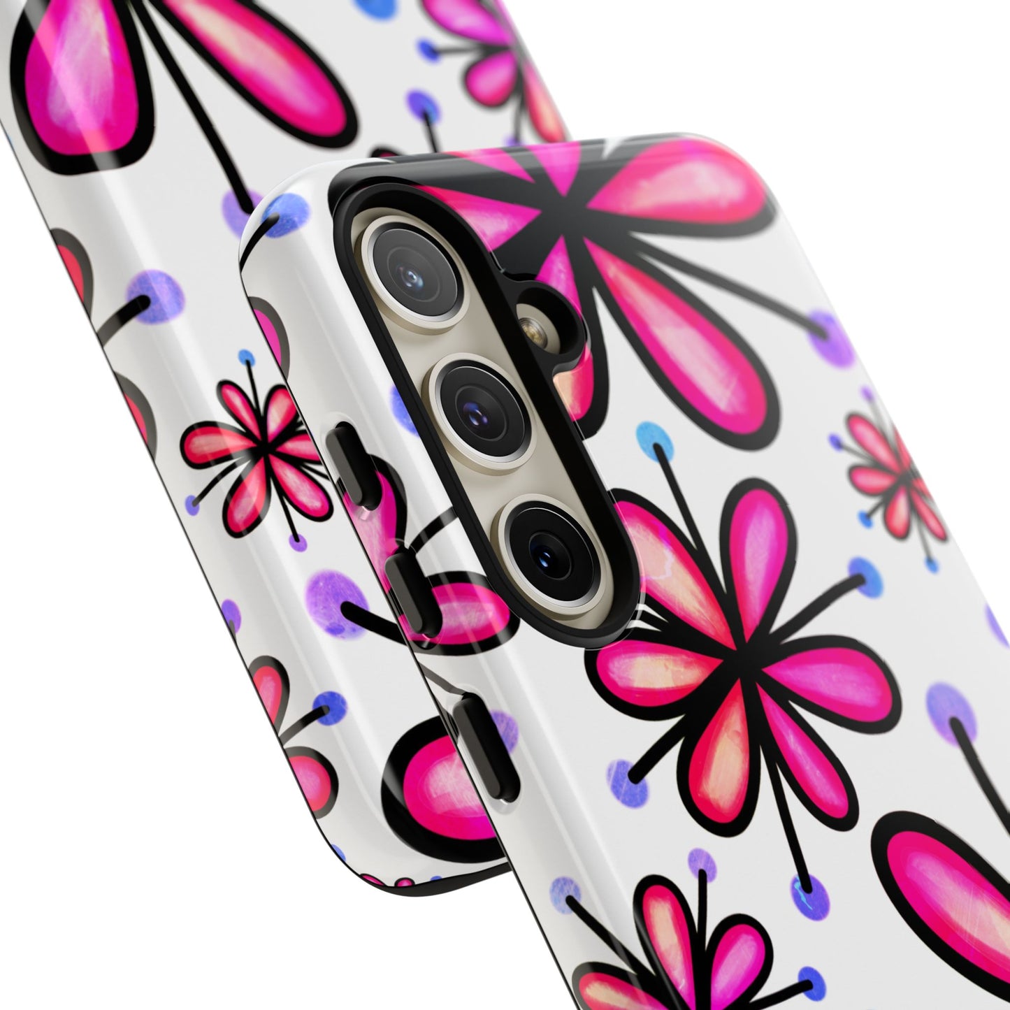 Pink Retro Bloom Samsung Galaxy Case – Ultra-Slim Design, Glossy Finish