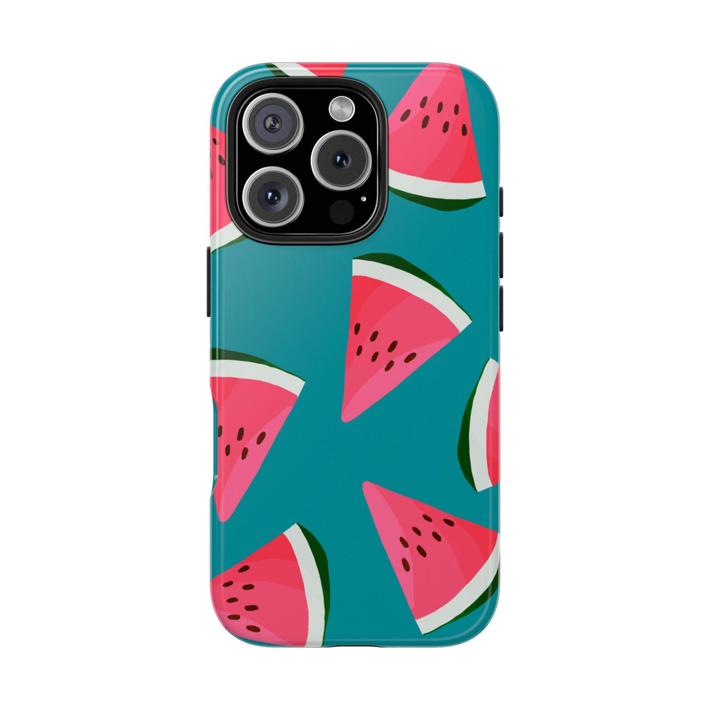 Watermelon Bliss iPhone Case – Vibrant Summer Fruit Design on Teal Background