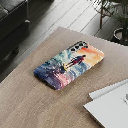 Surfer’s Sunset Wave Samsung Galaxy Case – Vibrant Watercolor Design