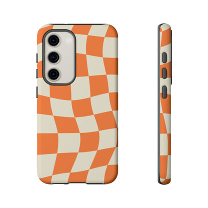 Wavy Retro Checkerboard Samsung Galaxy Case – Shockproof, Matte Finish, Dual-Layer Protection