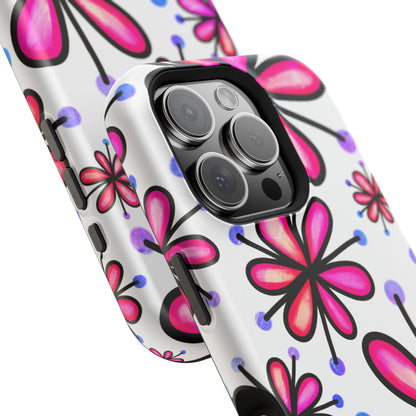 Pink Retro Bloom MagSafe iPhone Case – Ultra-Slim Design, Glossy Finish