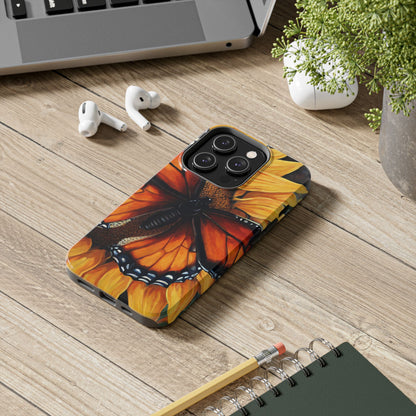 Monarch Butterfly & Sunflower Art – iPhone Case