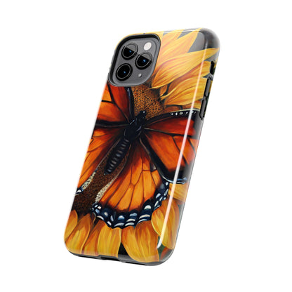 Monarch Butterfly & Sunflower Art – iPhone Case