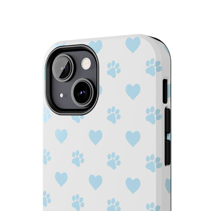 Light Blue Paw Prints & Hearts – iPhone Case for Animal Lovers