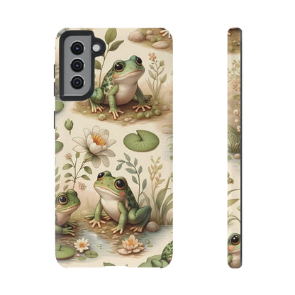 Cute Frogs Phone Case - Pond Pals Frolic - Charming Frog Lily Pad Phone Case for iPhone, Google & Samsung! Great Gift For Any Frog Lover!