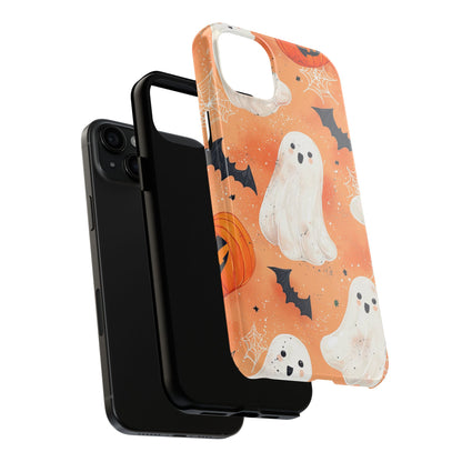 Spooky Cute Ghost iPhone Case – Halloween Ghosts, Pumpkins, Bats & Cobwebs Design - BOGO Cases