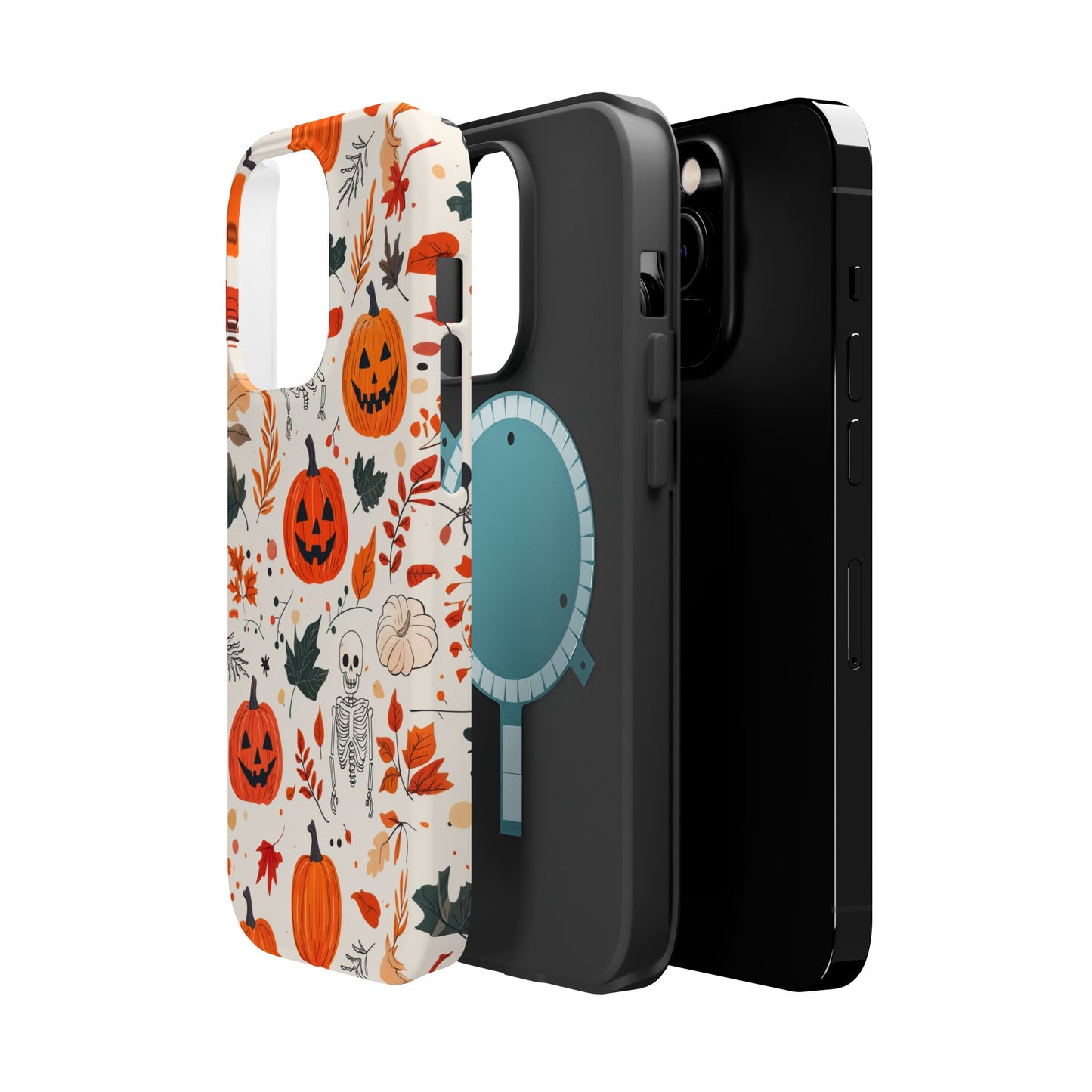 Halloween Pumpkin & Skeleton MagSafe iPhone Case – Spooky Autumn Design