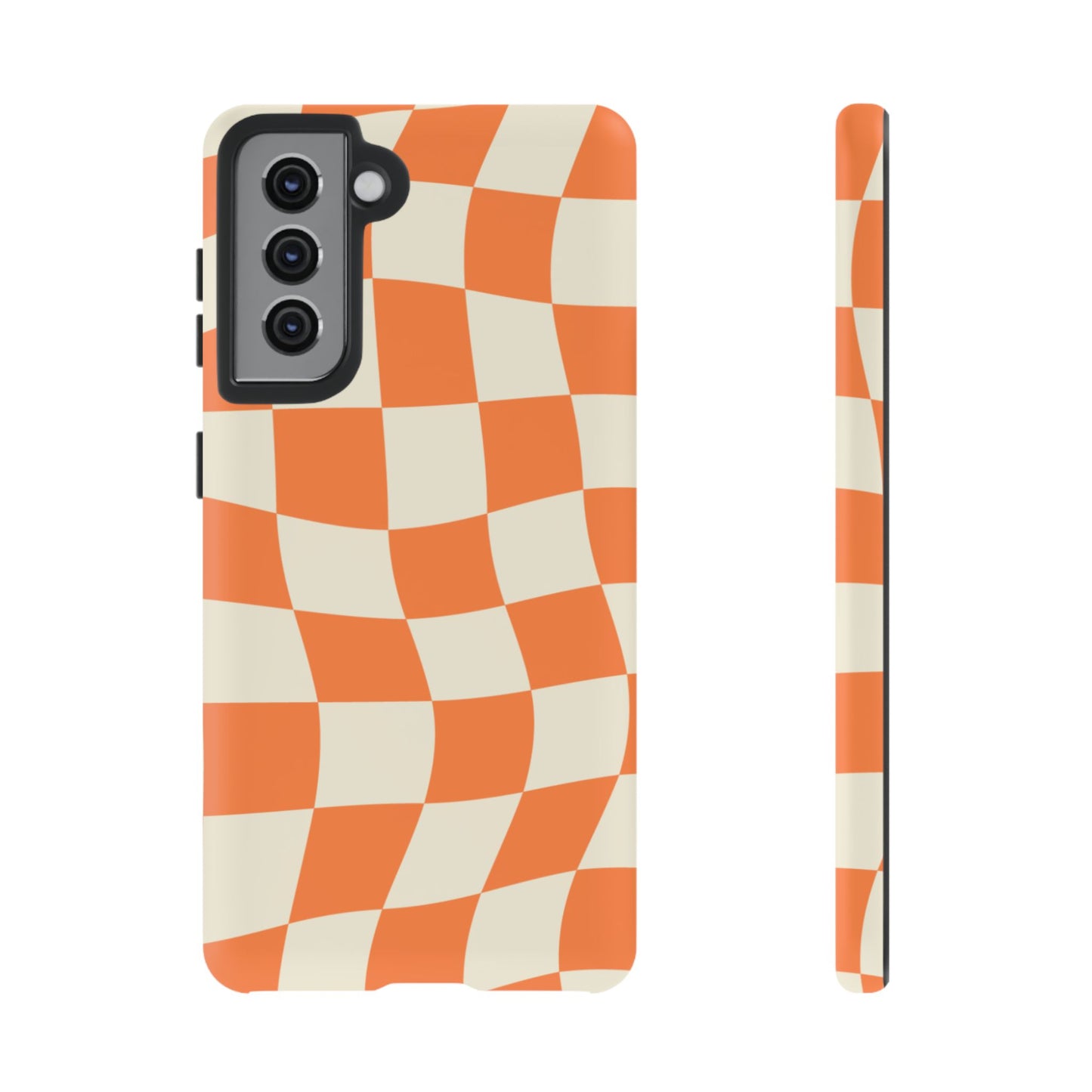 Wavy Retro Checkerboard Samsung Galaxy Case – Shockproof, Matte Finish, Dual-Layer Protection