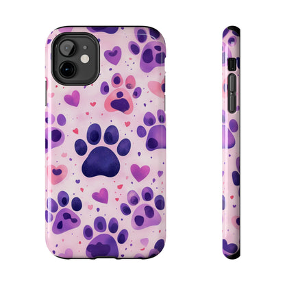 Purple Paw Print iPhone Case - Playful Pet Lover’s Protective Cover