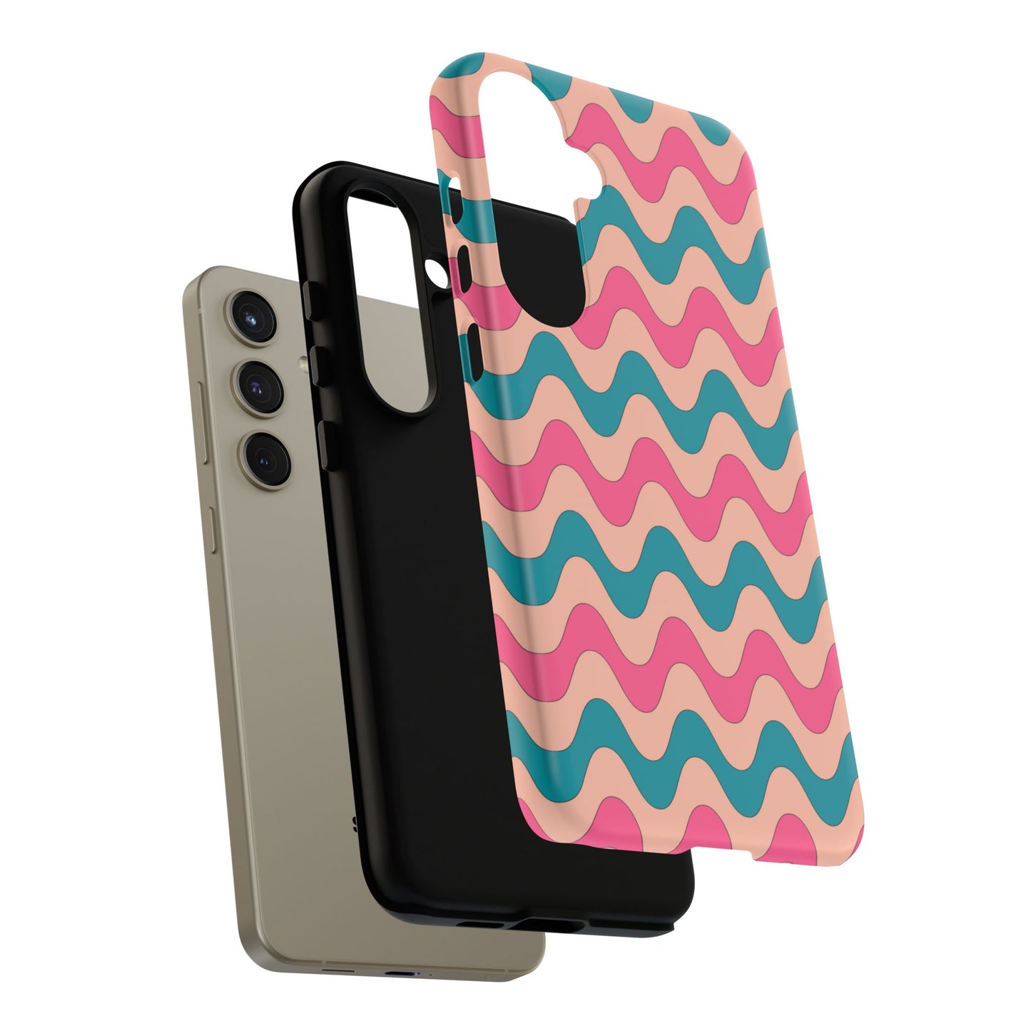 Retro Waves Pattern Samsung Galaxy Case – Shockproof Design with Dual-Layer Protection