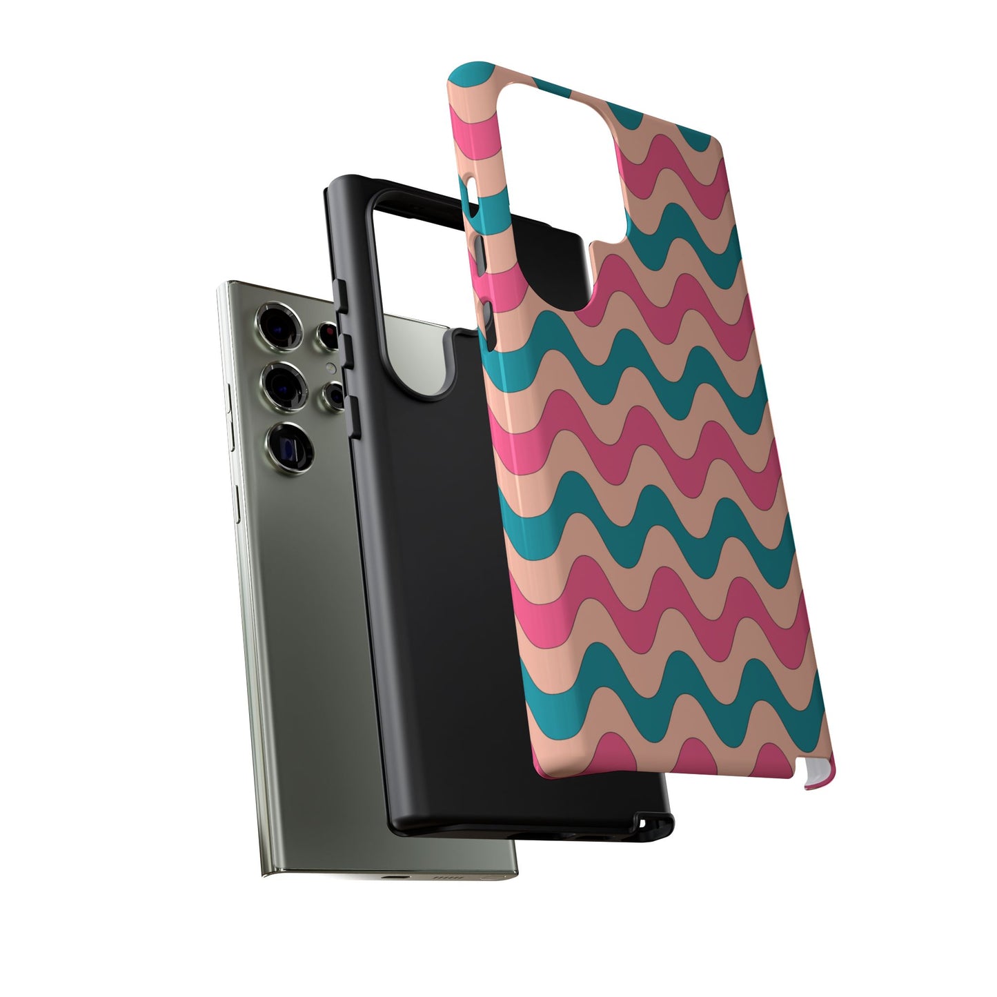 Retro Waves Pattern Samsung Galaxy Case – Shockproof Design with Dual-Layer Protection