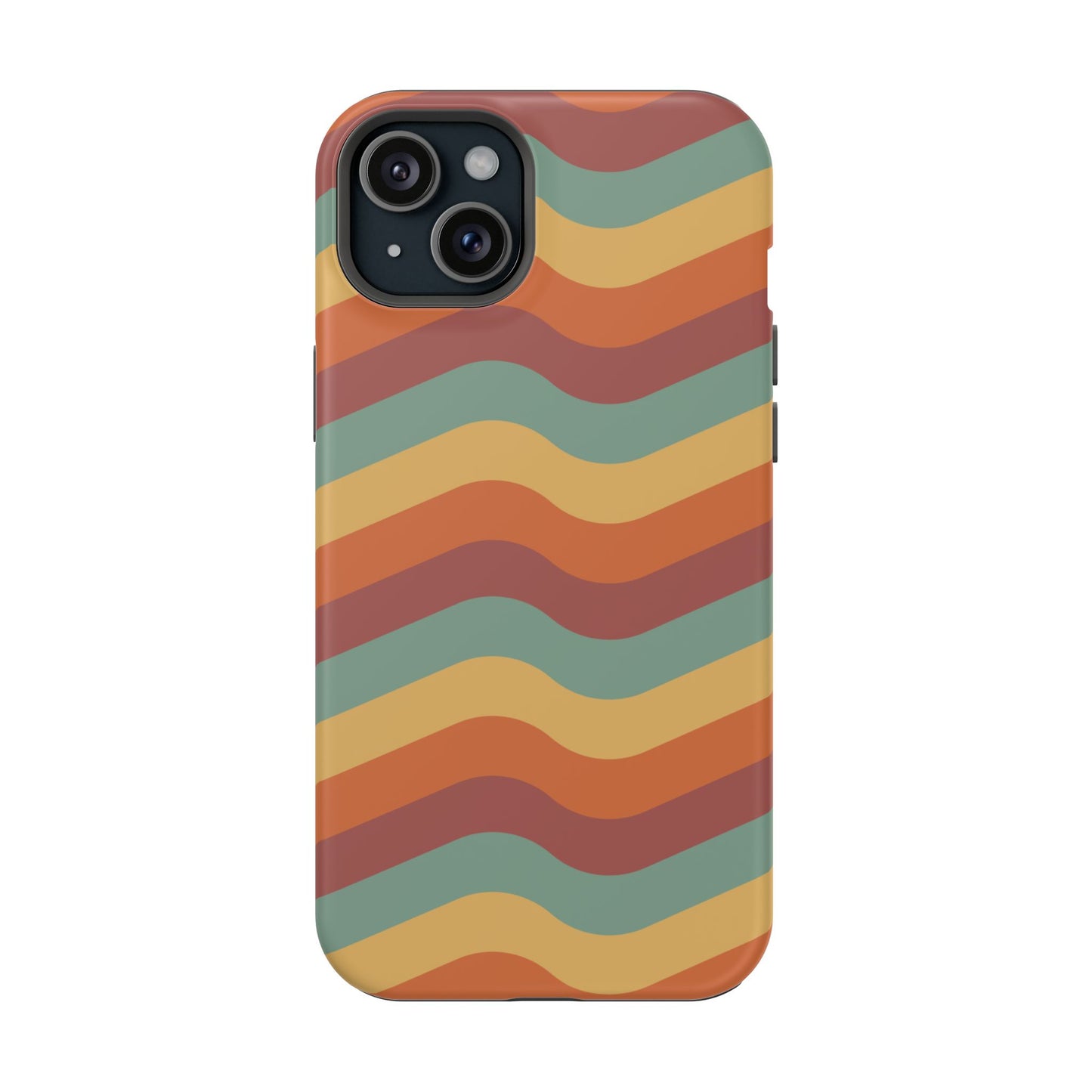 Retro Vibe Wavy Stripes MagSafe iPhone Case – 70s-Inspired in Teal, Orange, and Rust