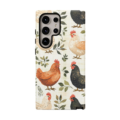 Samsung Galaxy Case: Vintage Chicken Farmhouse Case – Rustic Leaves Design