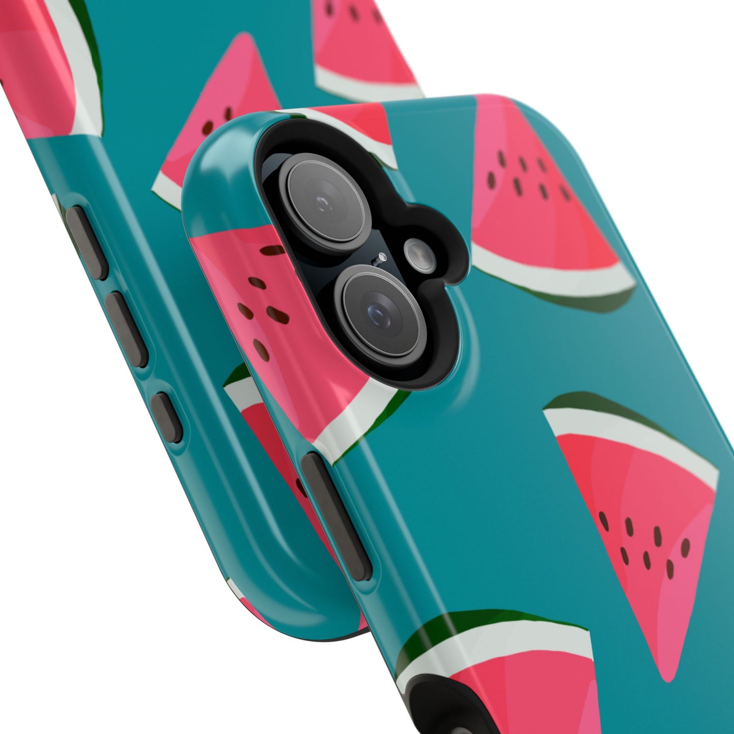 Watermelon Bliss MagSafe iPhone Case – Vibrant Summer Fruit Design on Teal Background