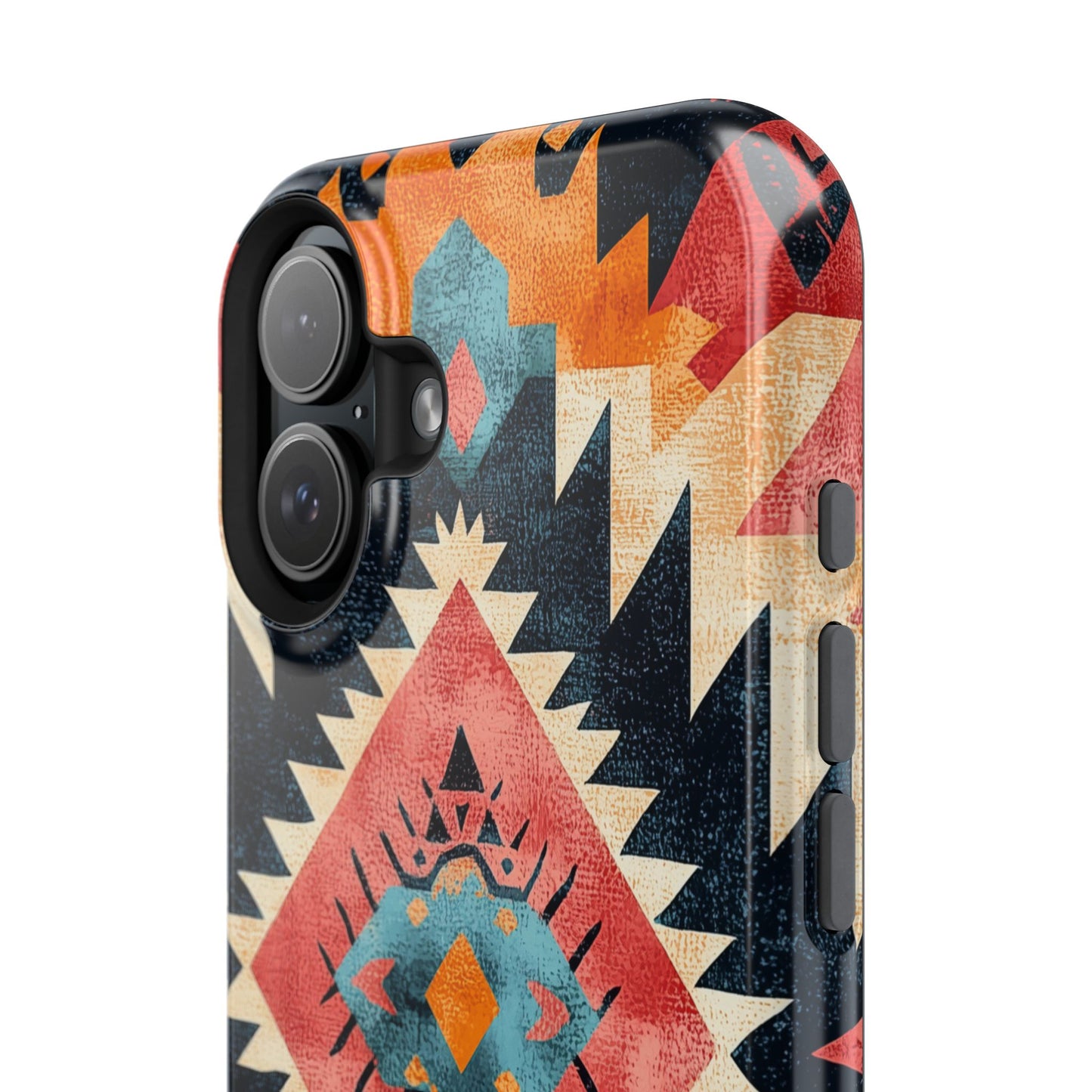 Bold Aztec Pattern Tough MagSafe iPhone Case – Vibrant Geometric Design, Dual-Layer Protection