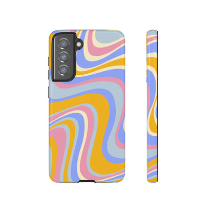 Groovy Pastel Waves Samsung Galaxy Case – 70s-Inspired Design with Dual-Layer Protection