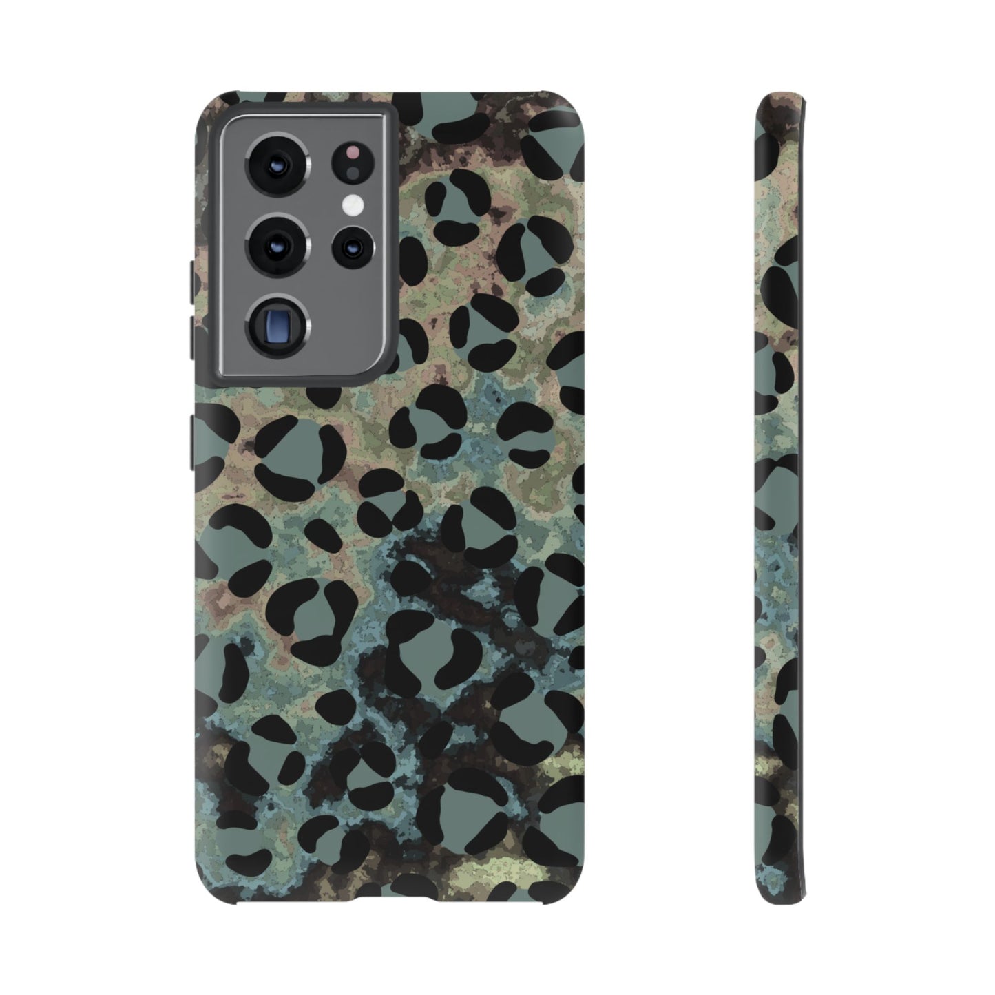 Moody Watercolor Leopard Print Tough Samsung Galaxy Case – Earthy Abstract Pattern with Dual-Layer Protection