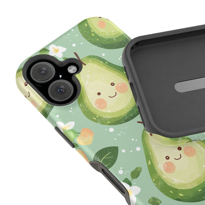 Smiling Avocados Tough MagSafe iPhone Case – Cute Avocado Design, Dual-Layer Protection