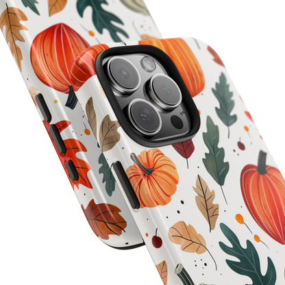 Autumn Harvest iPhone Case - Pumpkin and Fall Leaf Design