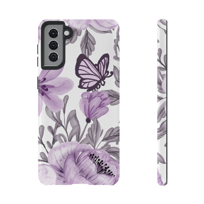 Lavender Bloom Butterfly Samsung Galaxy Case – Delicate Floral Design with Watercolor Details