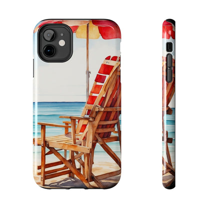 Beach Bliss iPhone Series Case – Relaxing Seaside Chair and Umbrella Design