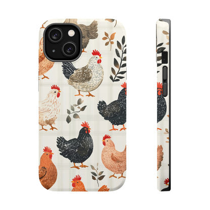 MagSafe iPhone Case: Vintage Chicken & Leaves – Farmhouse Style Case