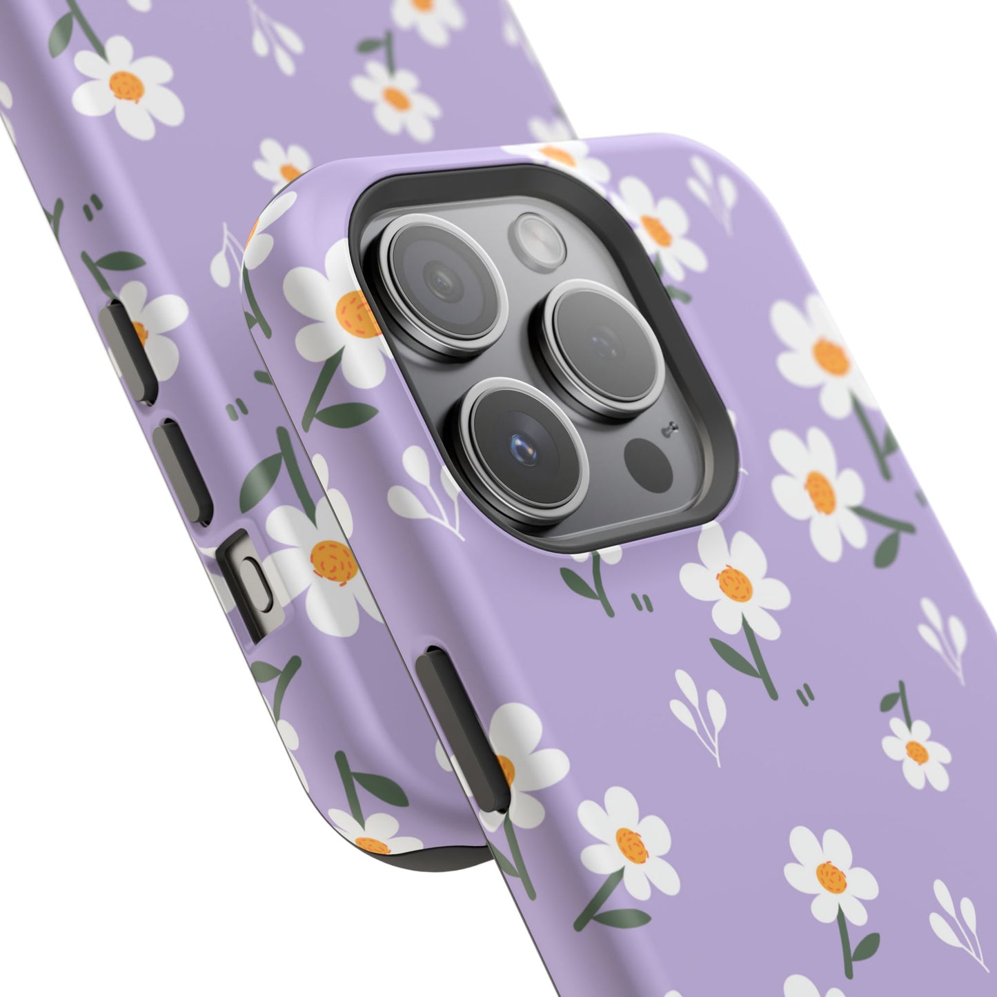 Purple Daisy Garden MagSafe  iPhone Case – Soft Lavender Background, Shockproof Protection with Slim Fit