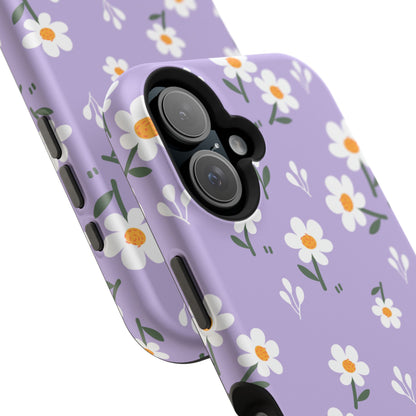 Purple Daisy Garden MagSafe  iPhone Case – Soft Lavender Background, Shockproof Protection with Slim Fit