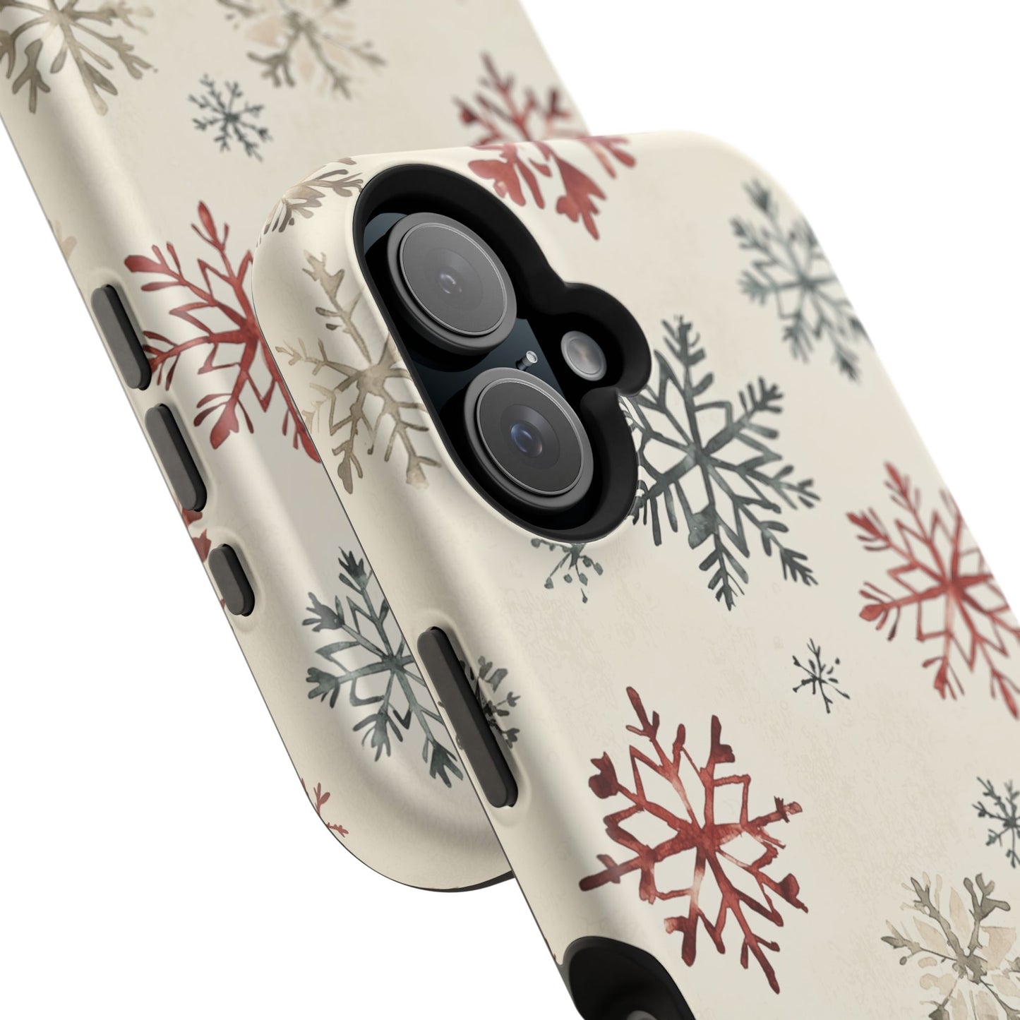 Vintage Red and Gray Snowflake Pattern – MagSafe iPhone Series Case