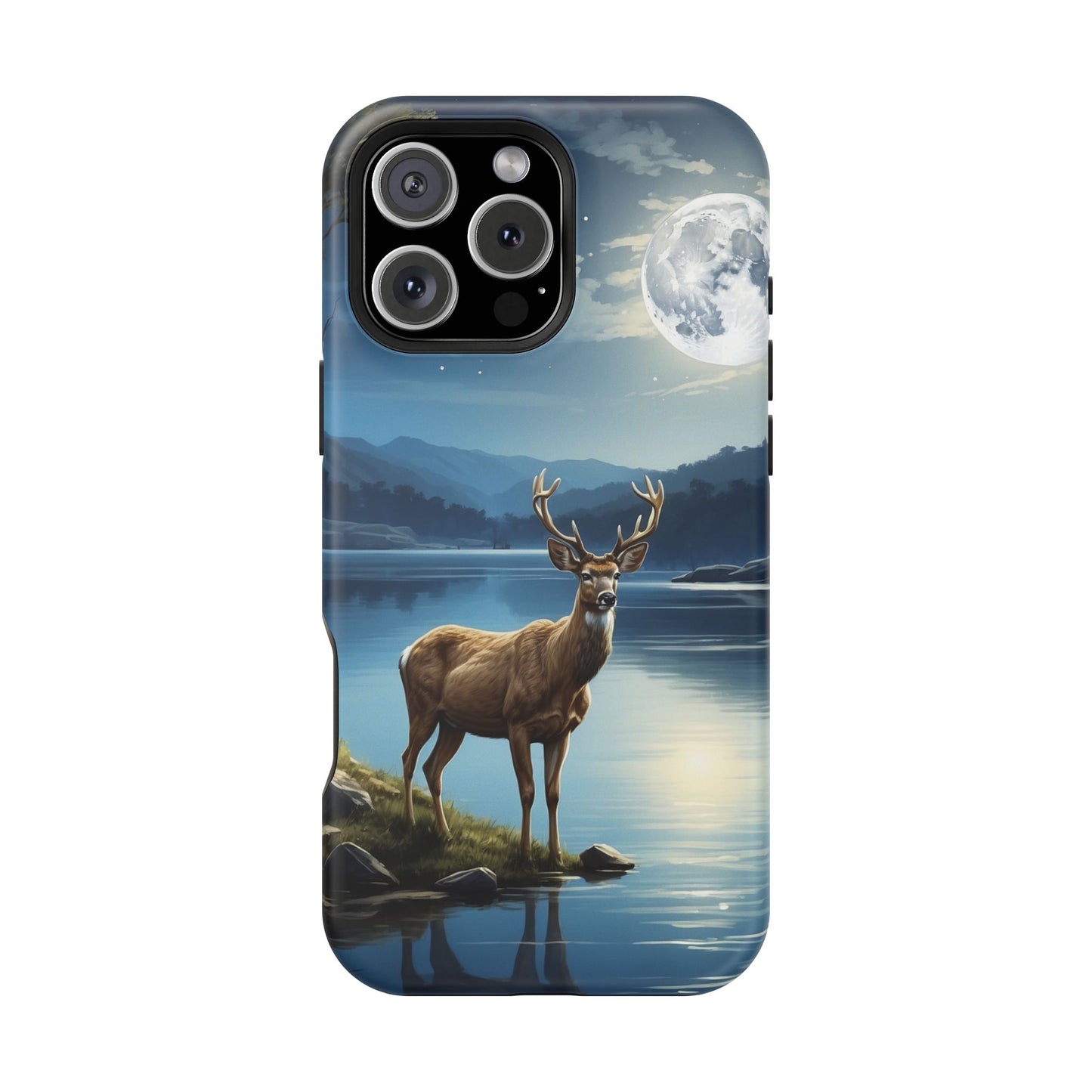 Moonlit Elegance: Stag by the Lake – MagSafe iPhone Case