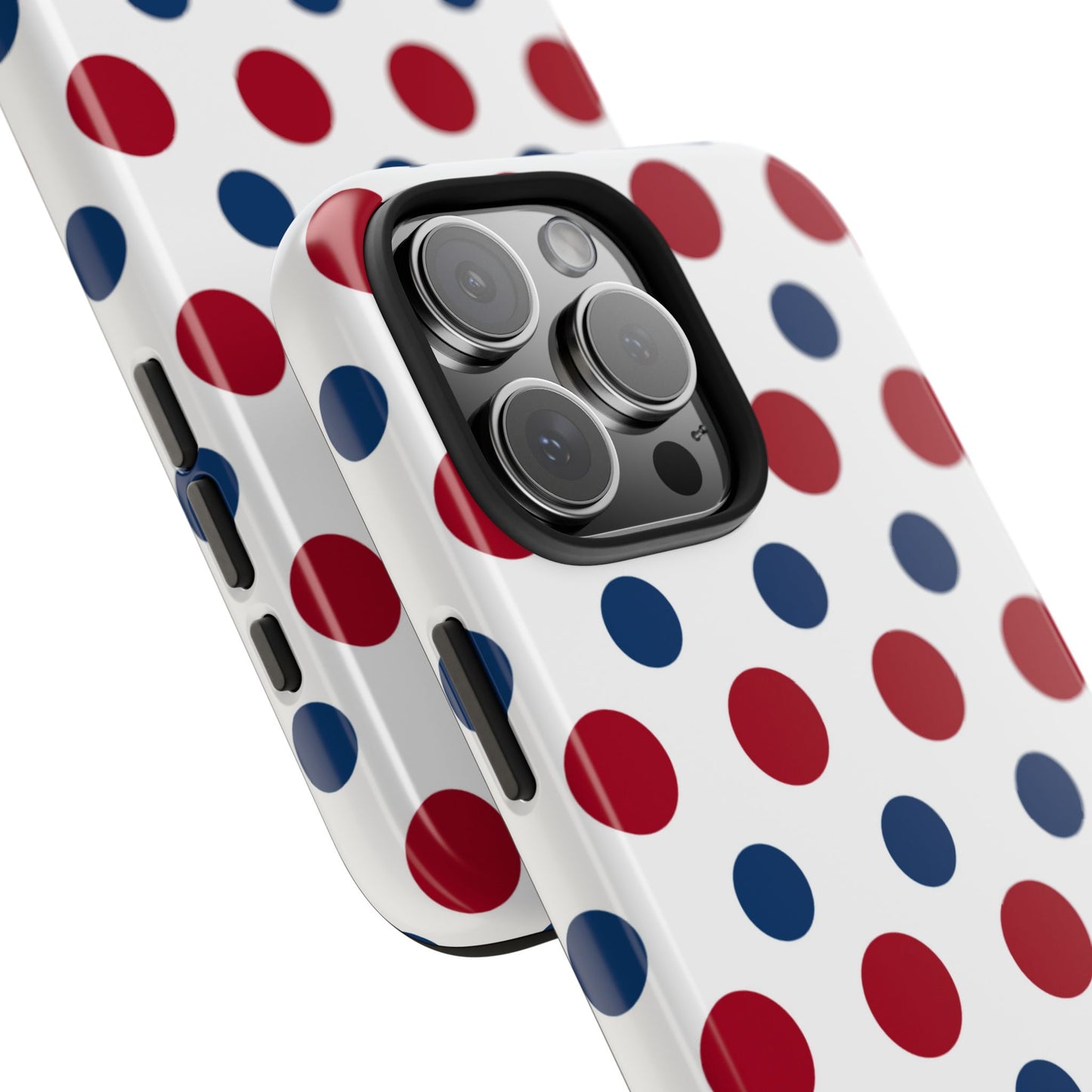 Patriotic Navy, White, and Red Polka Dot iPhone Case