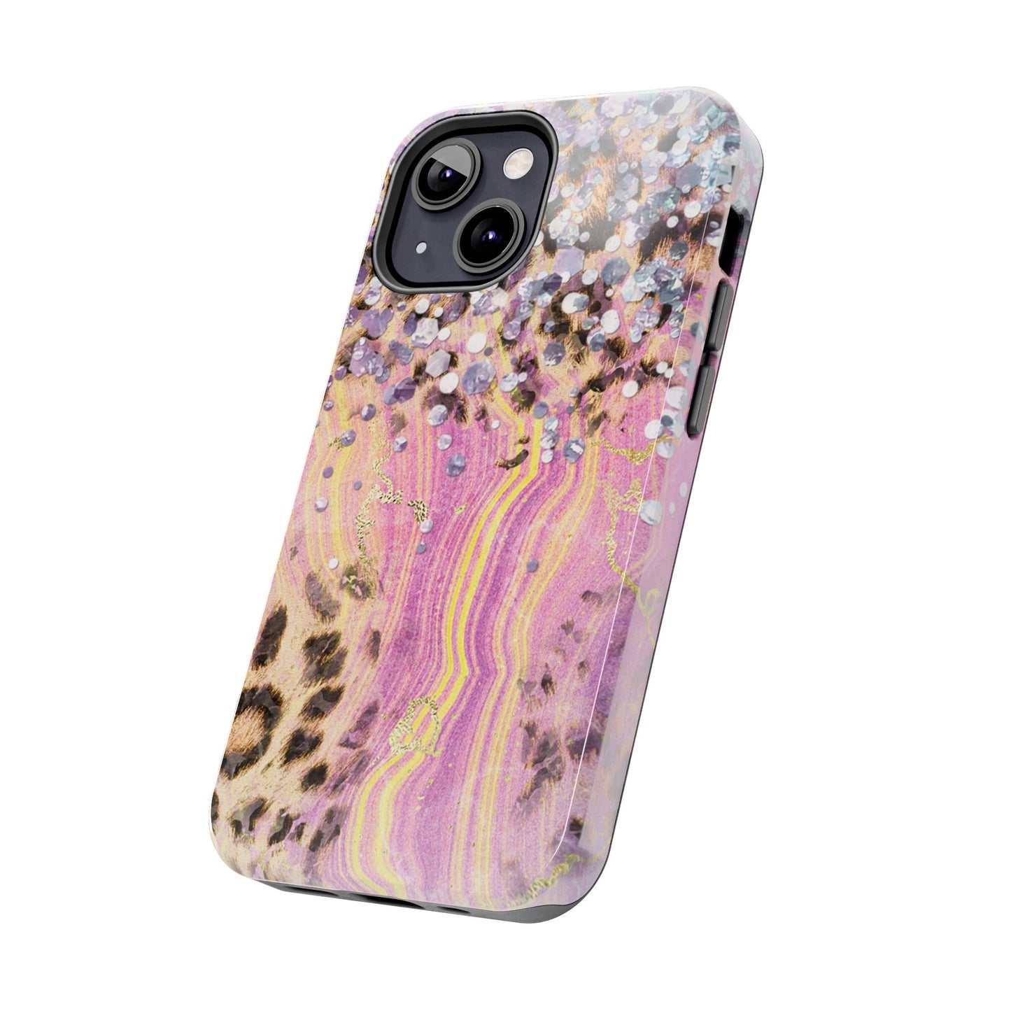 Crystal Glam Leopard - iPhone Series Case with Glitter and Gem Accents