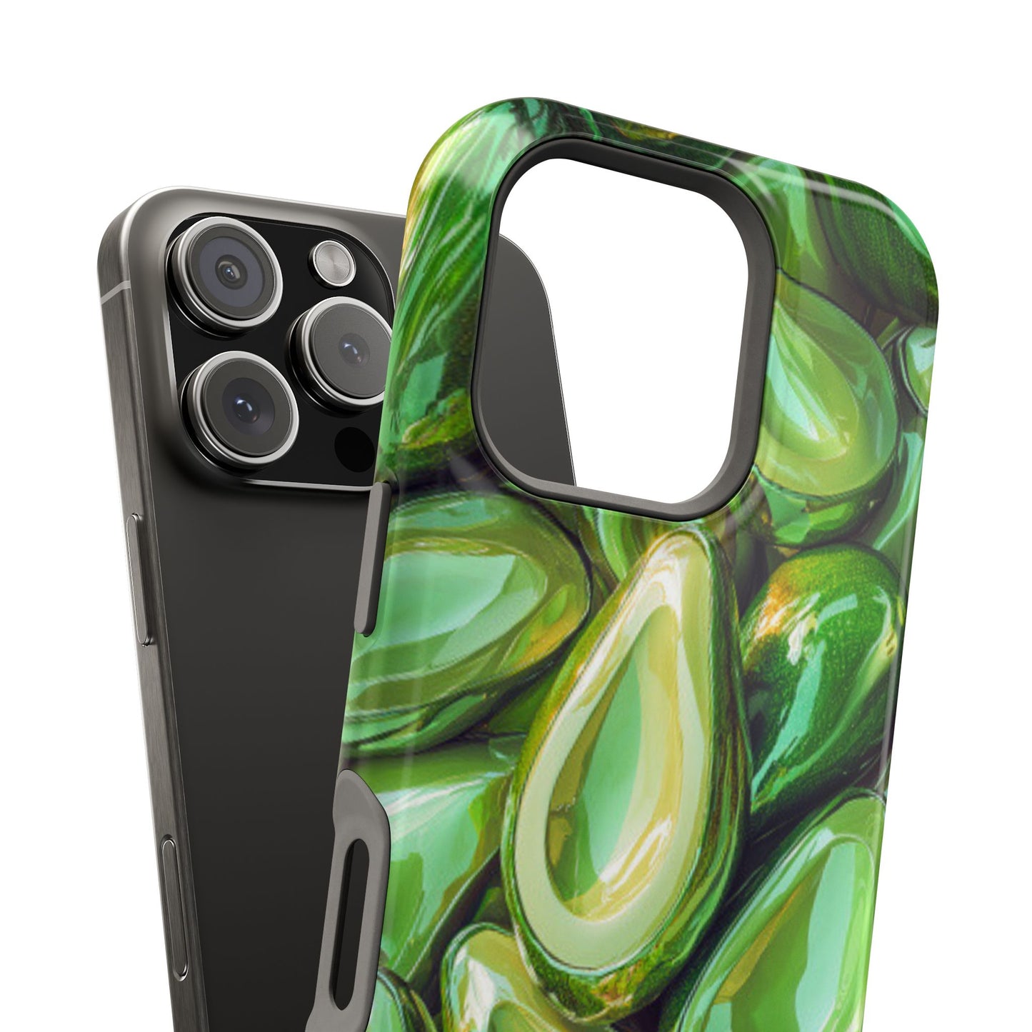 Glossy Avocado MagSafe iPhone Case – Sleek Green 3D Fruit Design, Durable and Stylish