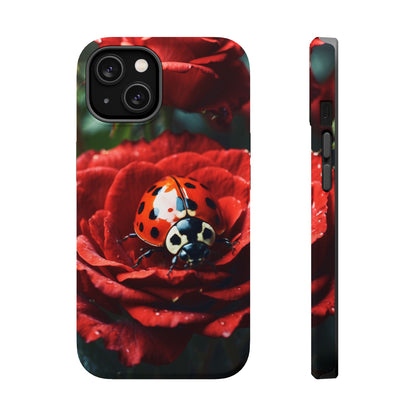 Elegant Rose & Ladybug Charm - MagSafe iPhone Case